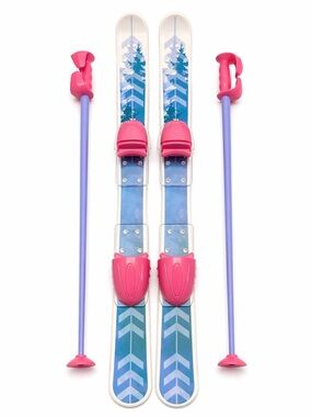 American Girl Blue and Pink Doll Skis with Purple Poles